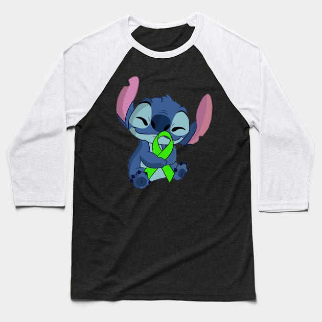 Blue Alien Holding an Awareness Ribbon (Green) Baseball T-Shirt by CaitlynConnor